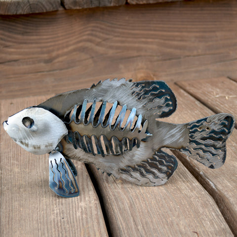Crappie fish sculpture - Metal fish decor - Steel 12 long fish